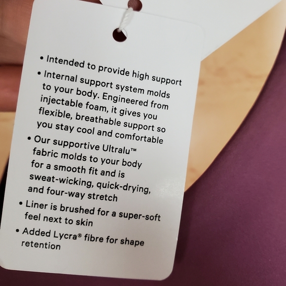 SOLD Lululemon Air Support Bra Womens Size 38C Vintage Plum High Impact Running - Picture 7 of 11